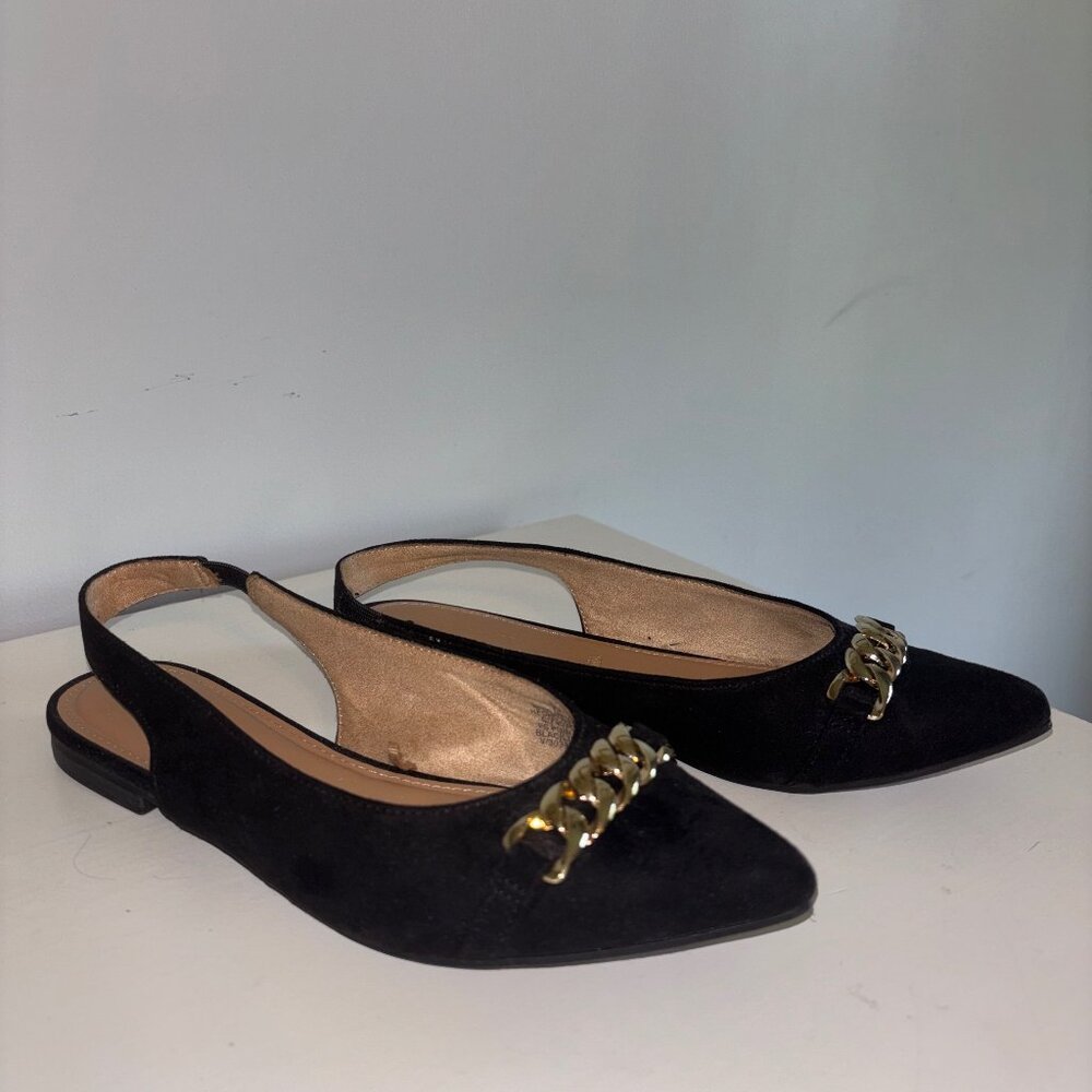 Black Gold Professional or Casual Flats - short heel - Size 6